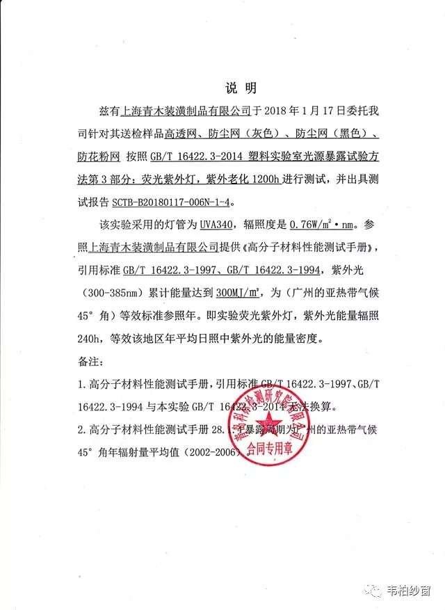 韋柏紗網紫外線檢測